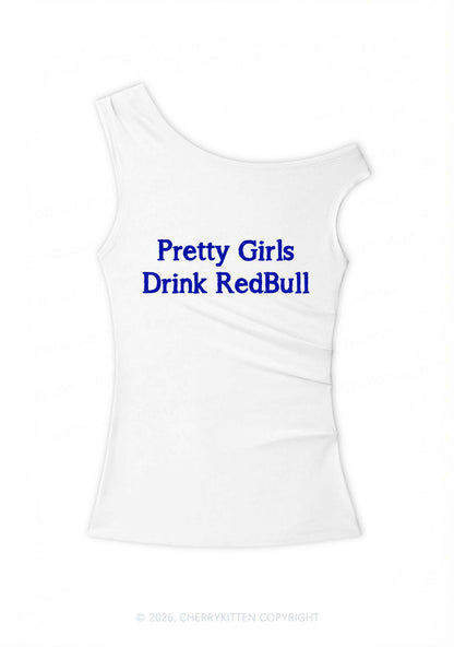 Pretty Girls Drink Red Y2K Off Shoulder Tank Top Cherrykitten