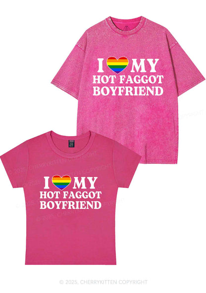 Love My Hot Faggot BF Y2K Valentine's Day Couple Shirt Cherrykitten