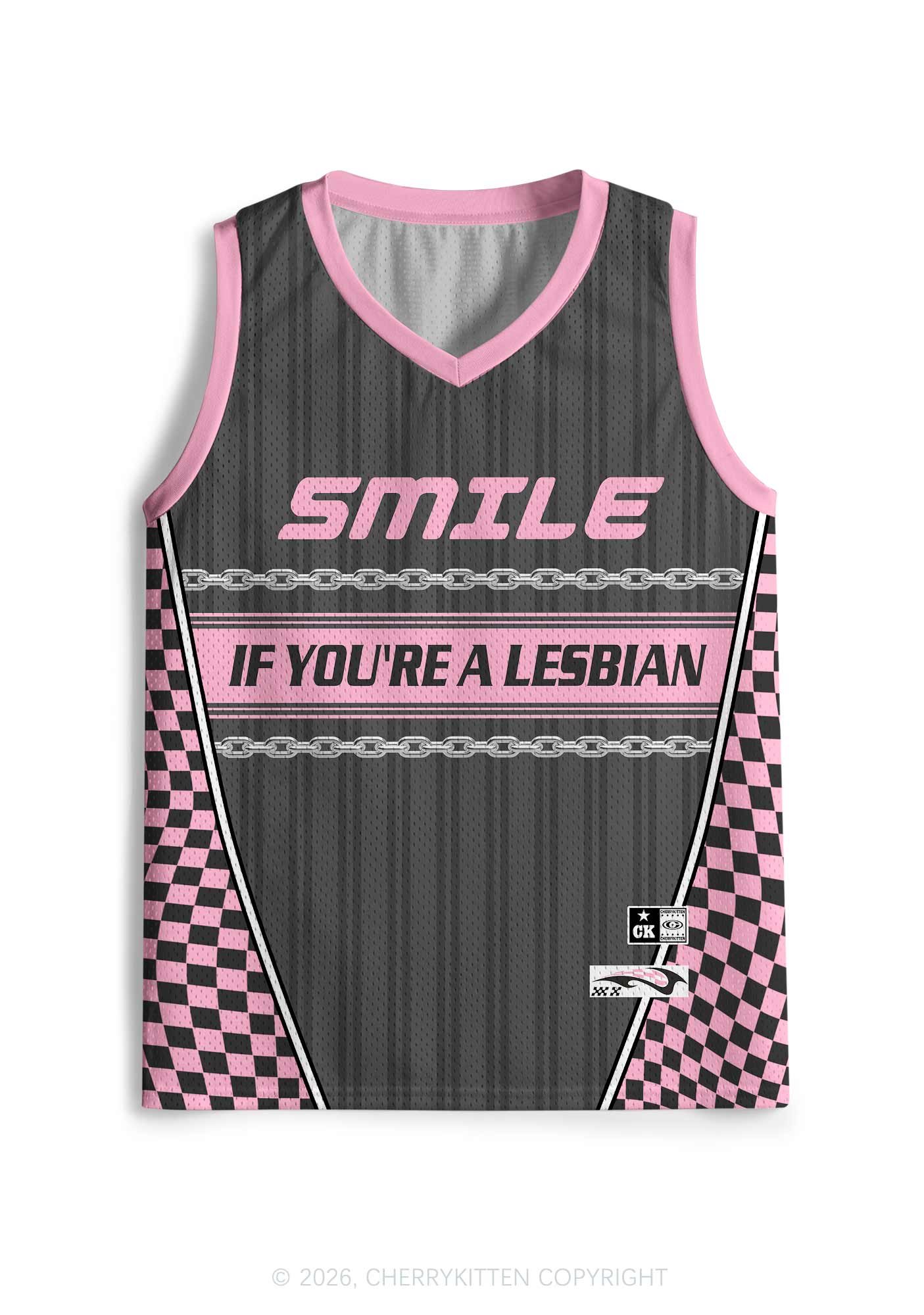 Grey Smile If You Are Lesbian Pride Y2K Sport Jersey Tank Cherrykitten
