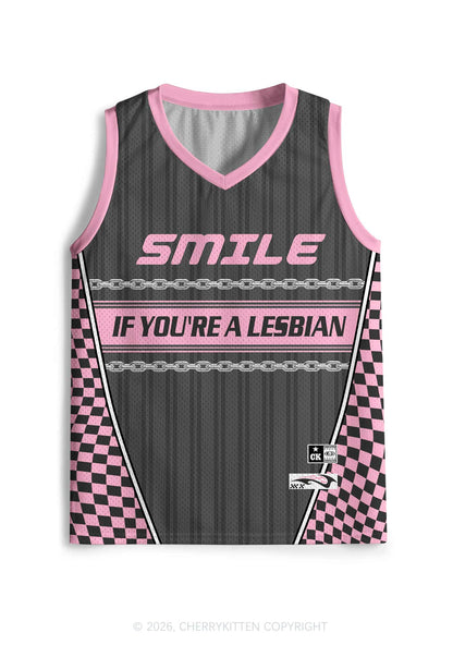Grey Smile If You Are Lesbian Pride Y2K Sport Jersey Tank Cherrykitten