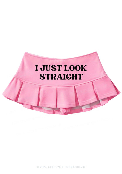 I Just Look Straight Pride Y2K Mini Pleated Skirts Cherrykitten