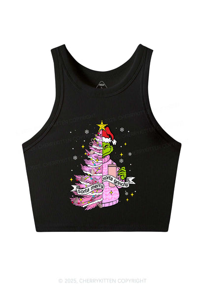 Christmas Sorta Merry Y2K Crop Tank Top Cherrykitten