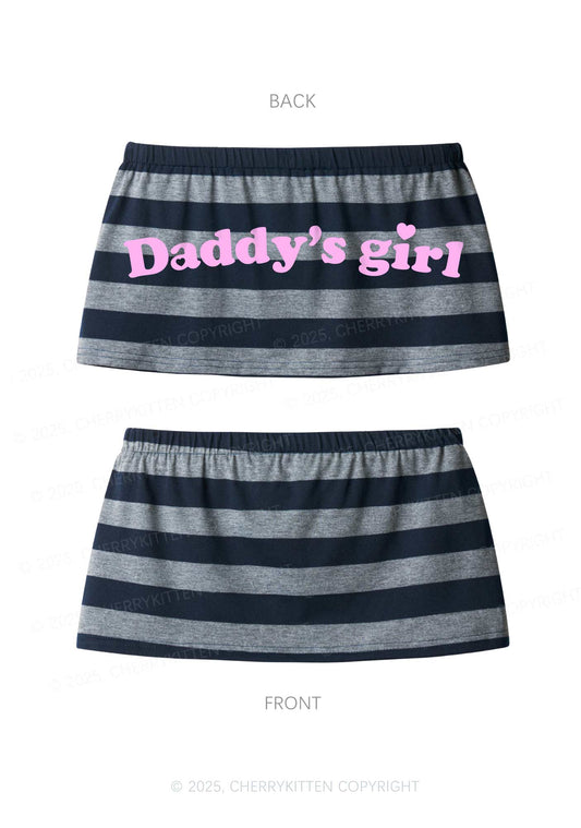 Daddys Girl Y2K Navy Grey Striped Mini Skirt Cherrykitten