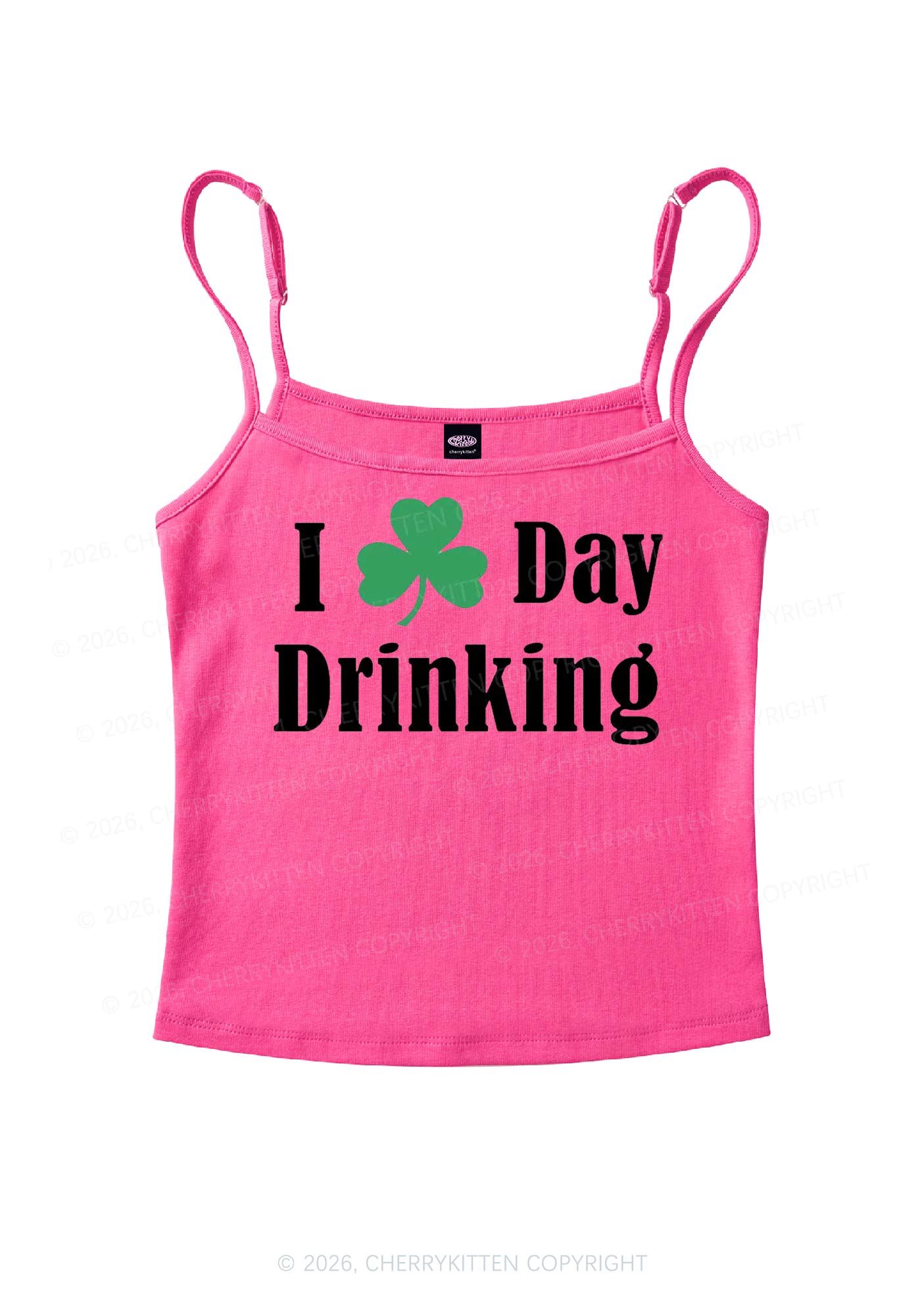 I Love Day Drinking St Patricks Y2K Spaghetti Strap Cami Cherrykitten