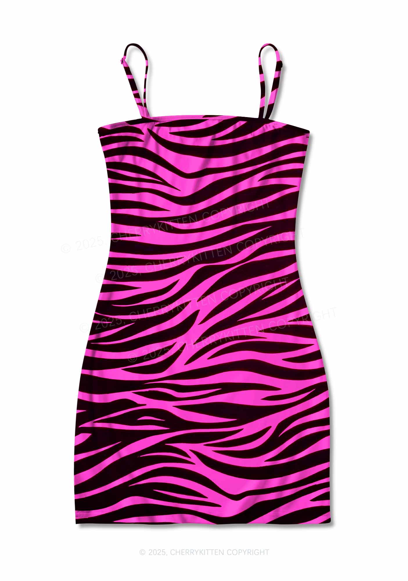 Pink Zebra Y2K Print Slip Dress Cherrykitten