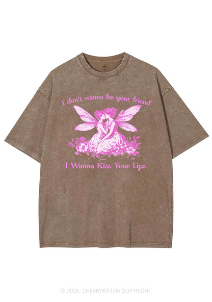 I Wanna Kiss Your Lips Pride Y2K Shirts Washed Tee Cherrykitten