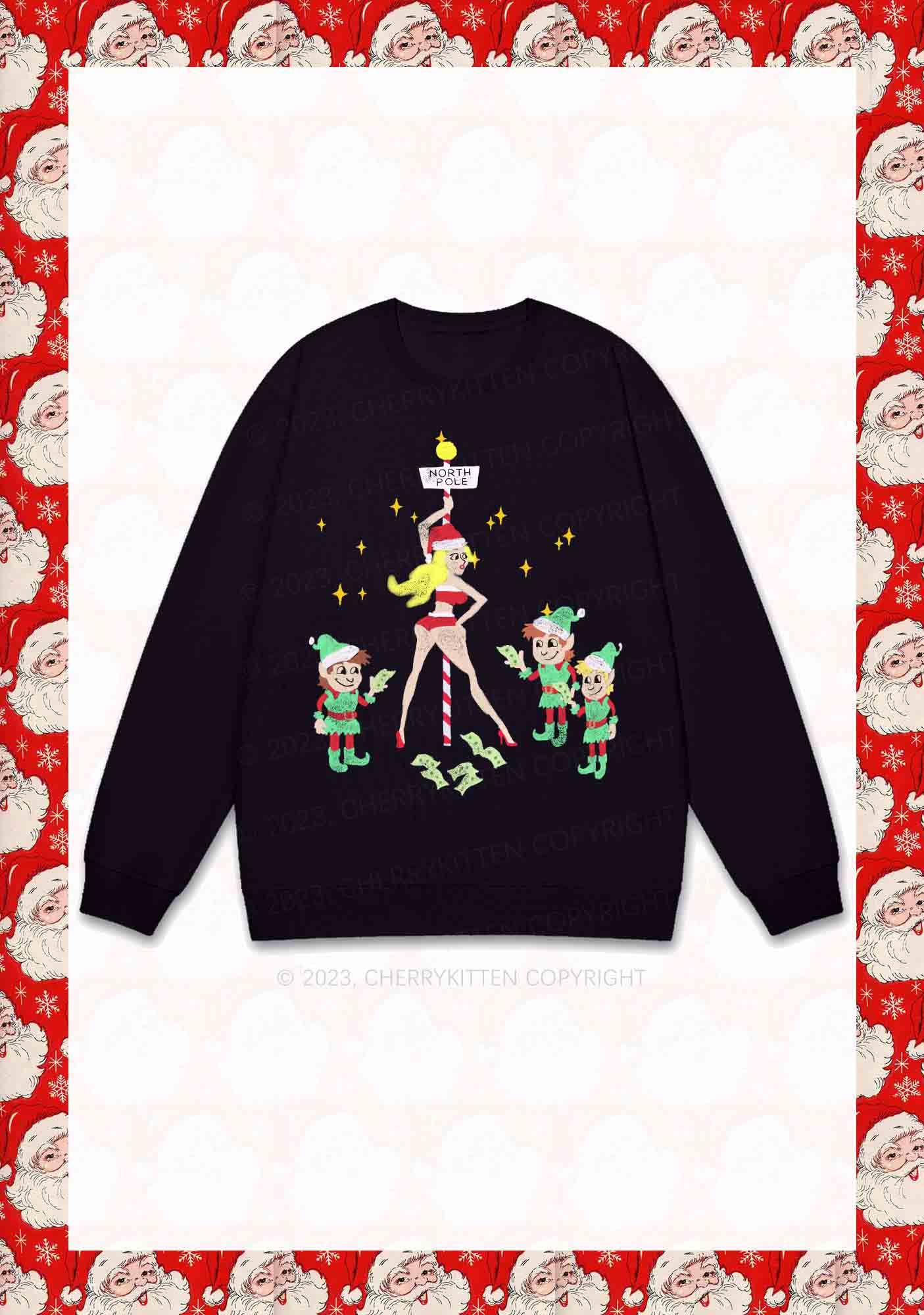 North Pole Dancing Christmas Girl Y2K Sweatshirt Cherrykitten