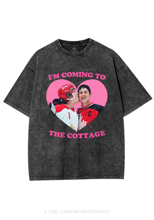 Coming To Cottage HR Y2K Shirts Washed Tee Cherrykitten