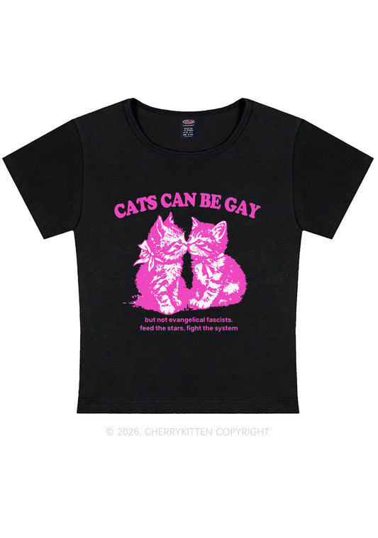 Cat Can Be Gay Pride Y2K Baby Tee Cherrykitten