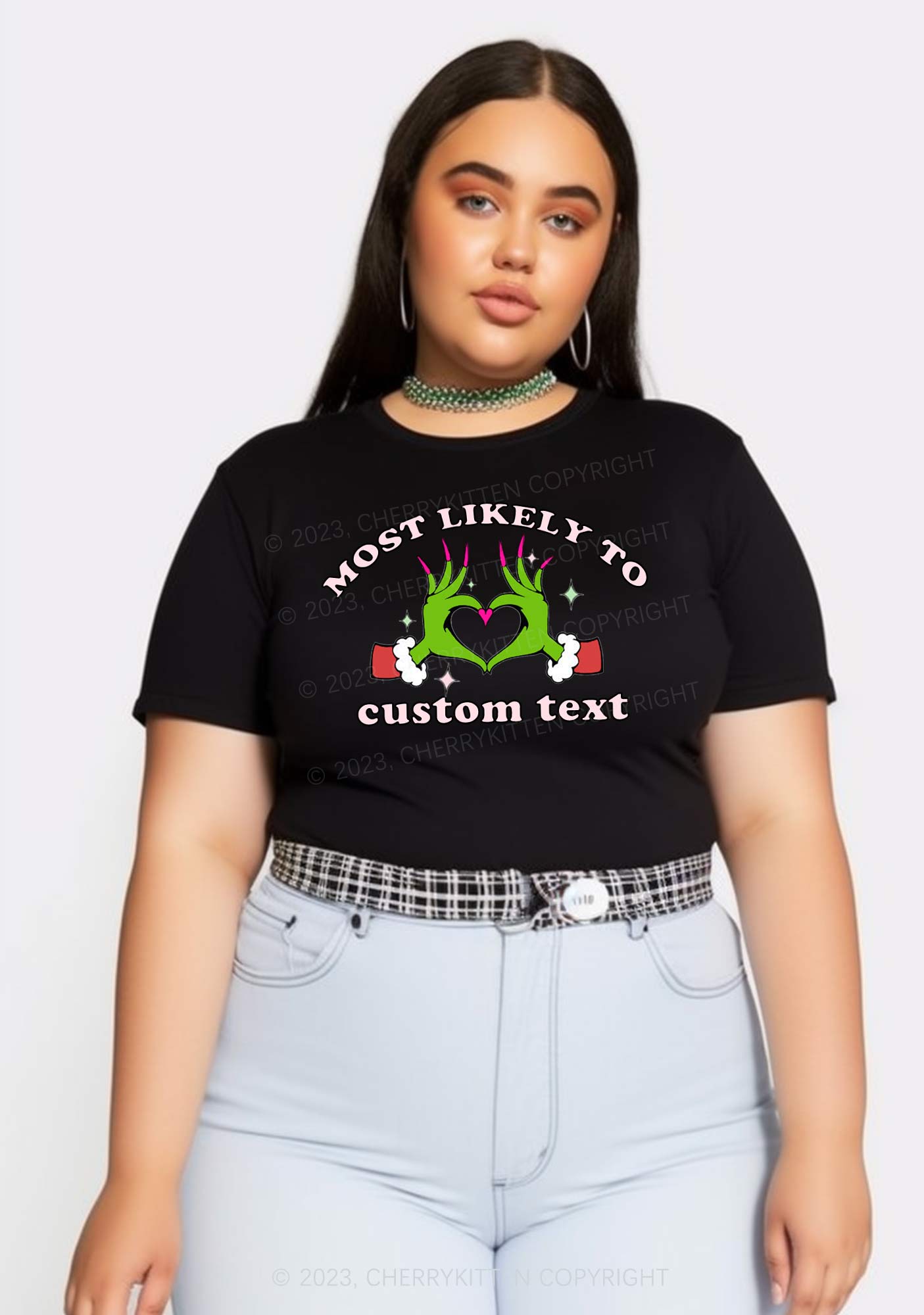Custom Most Likely Queen Heart Christmas Y2K Baby Tee Cherrykitten