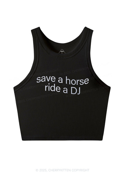 Glitter Ride A DJ Y2K Crop Tank Top Cherrykitten