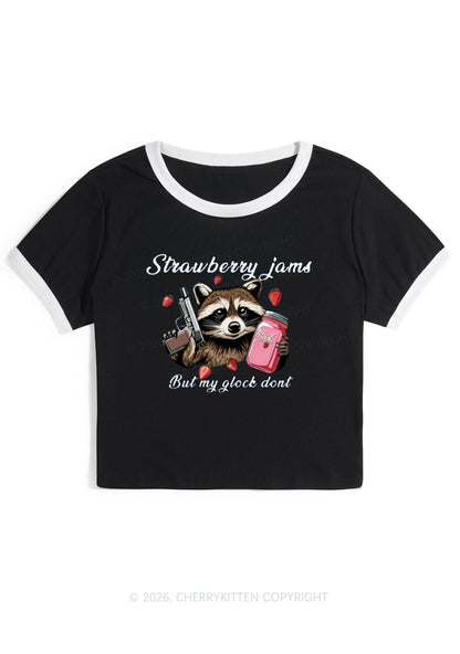 Strawberry Jams Raccoon Y2K Ringer Tee Cherrykitten