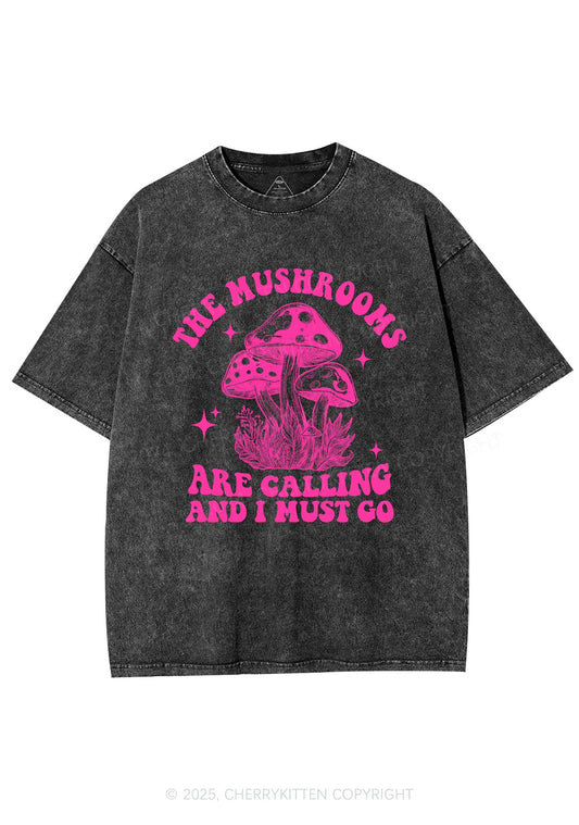 The Mushrooms Are Calling Y2K Shirts Washed Tee Cherrykitten