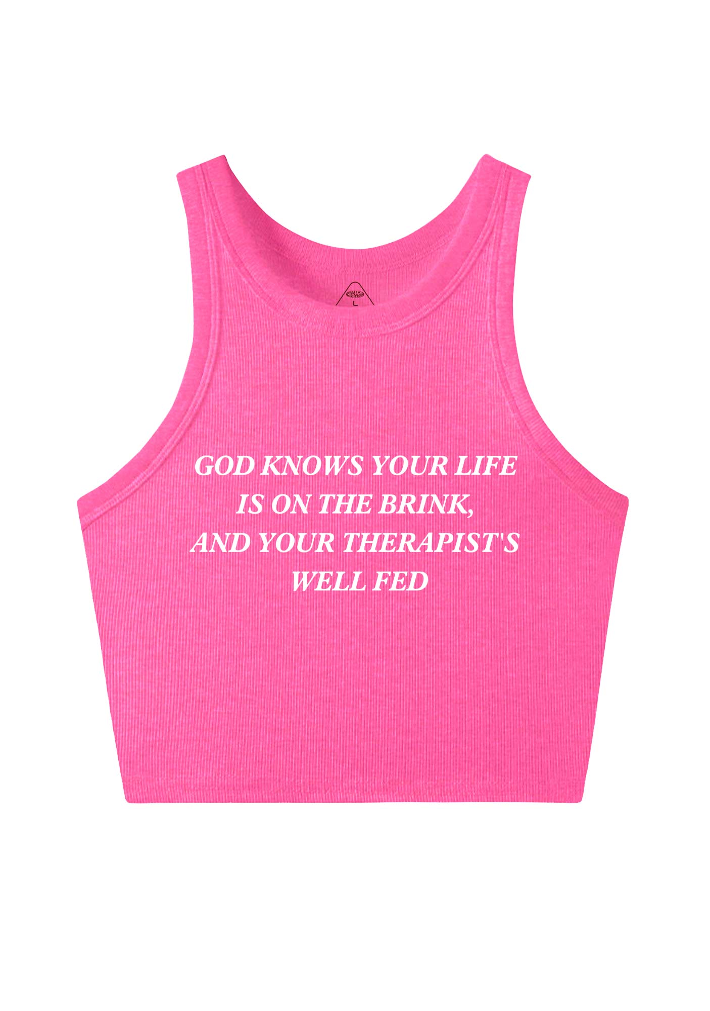God Knows Your Life Is On The Brink Y2K Crop Tank Top Cherrykitten