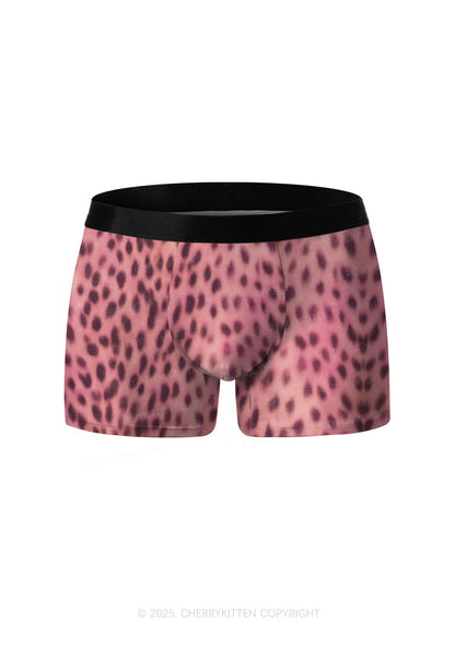 Pink Leopard Y2K Print Men Boxer Briefs Cherrykitten