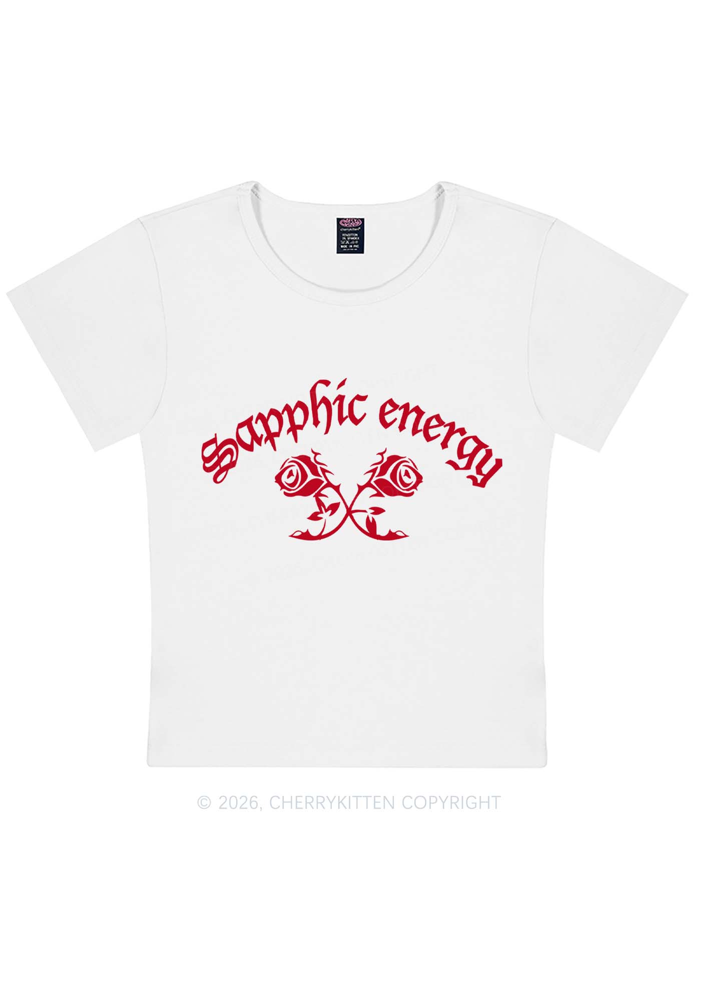 Sapphic Energy Pride Y2K Baby Tee Cherrykitten