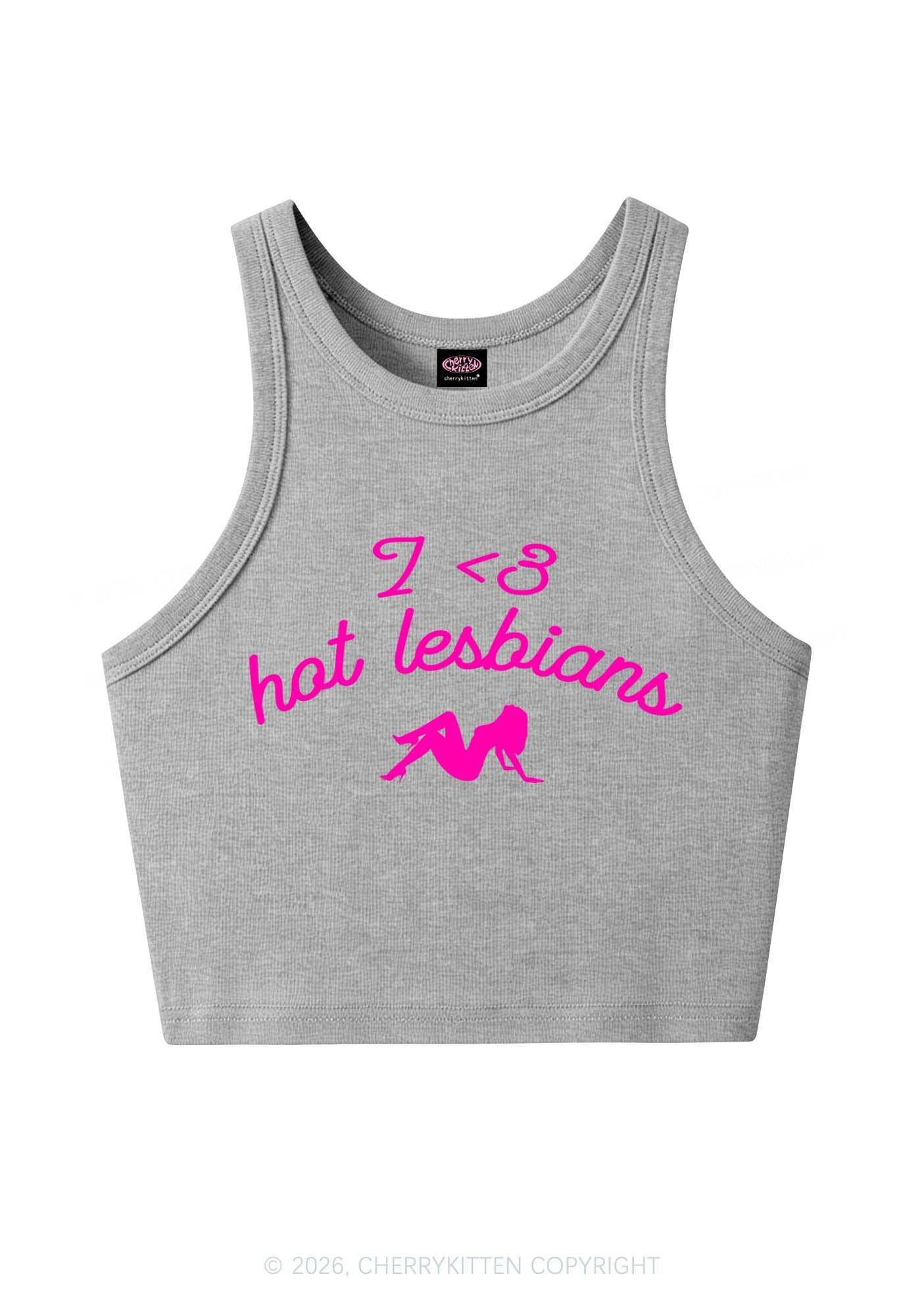 I Love Hot Lesbians Pride Y2K Crop Tank Top Cherrykitten