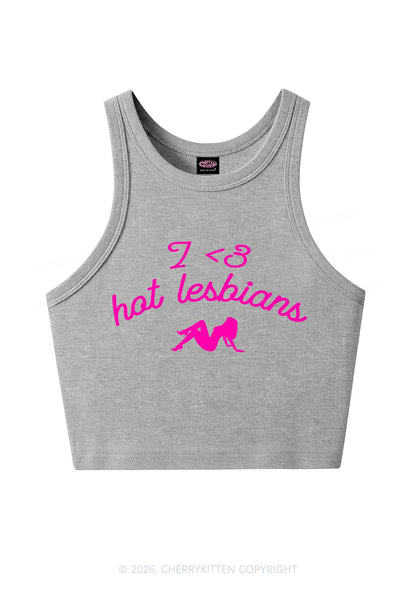 I Love Hot Lesbians Pride Y2K Crop Tank Top Cherrykitten