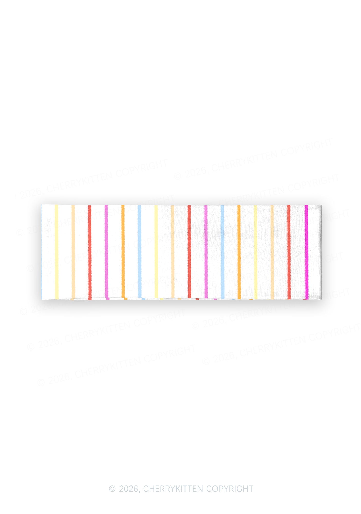 Rainbow Stripe On White Y2K Print Headband Cherrykitten