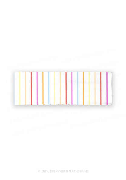 Rainbow Stripe On White Y2K Print Headband Cherrykitten
