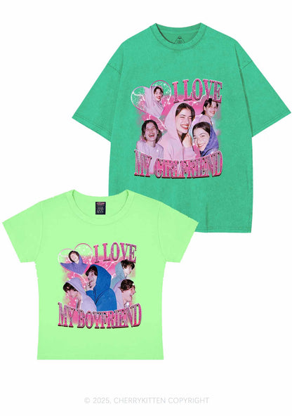 Custom Photos I Love GF BF Y2K Valentine's Day Couple Shirt Cherrykitten