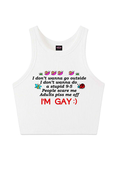 People Scare Me Im Gay Pride Y2K Crop Tank Top Cherrykitten