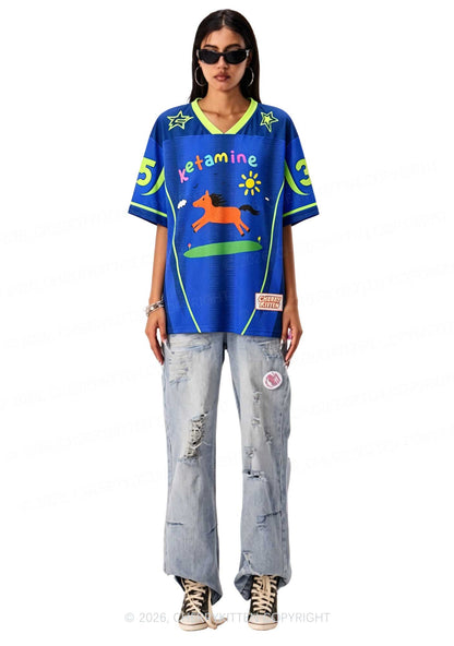 Dark Blue K Pony Y2K Sport Jersey Shirts Cherrykitten