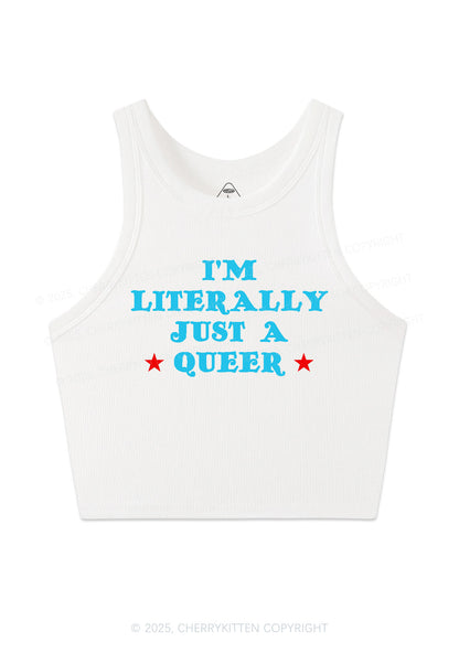 Just A Queer Pride Y2K Crop Tank Top Cherrykitten