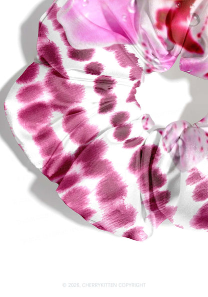 Pink Orchid Dewdrops Y2K Hair Scrunchie Cherrykitten