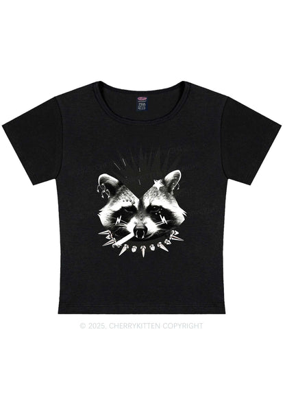Punk Raccoon Y2K Baby Tee Cherrykitten