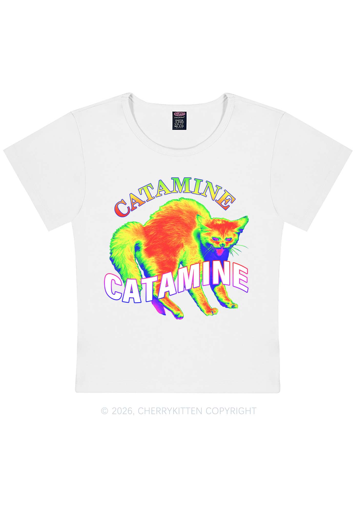 Thermal Cat Y2K Baby Tee Cherrykitten