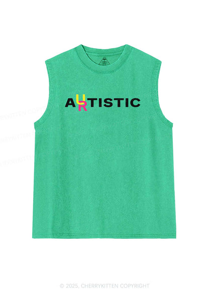 Autistic Artistic Y2K Washed Muscle Tank Cherrykitten