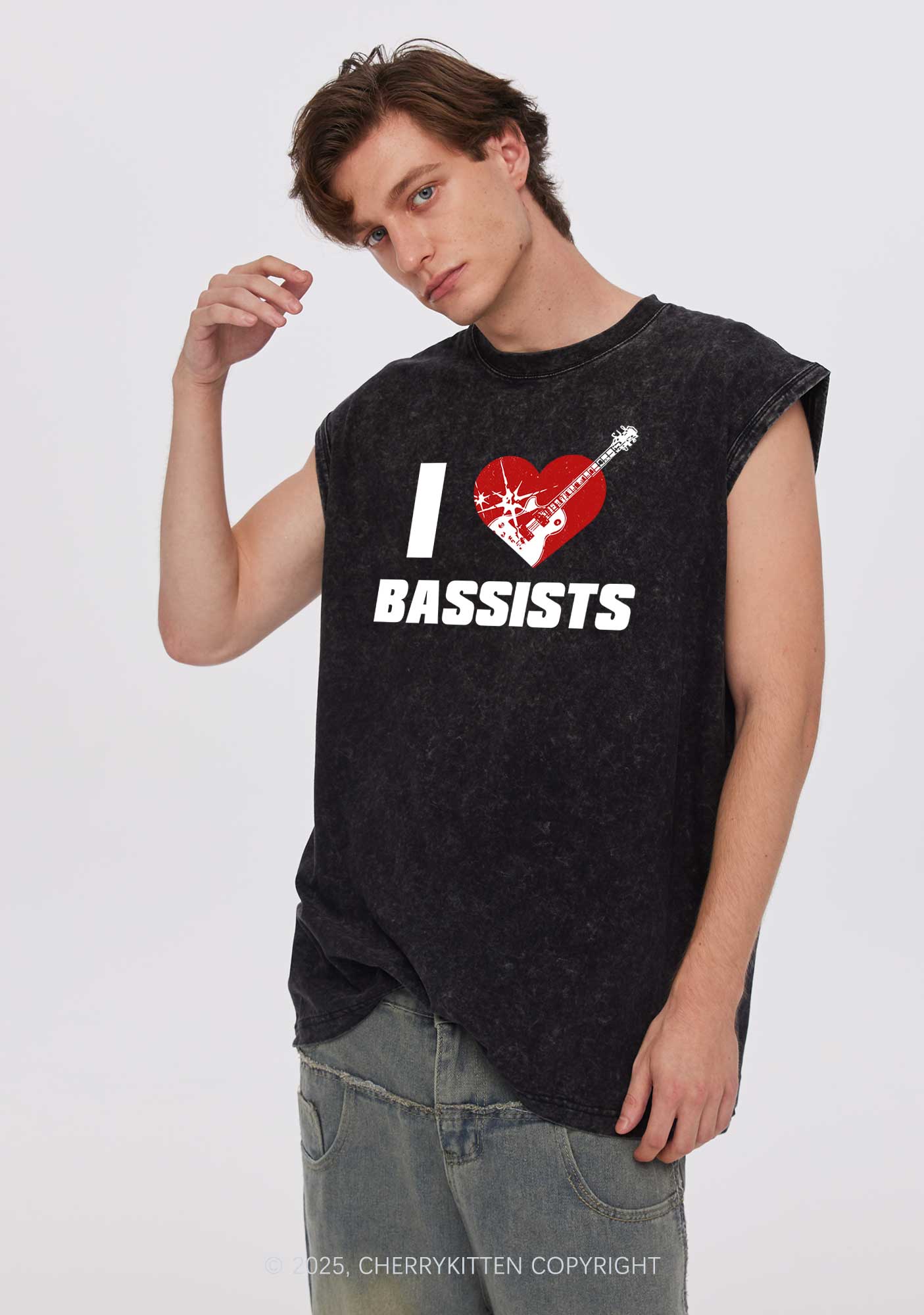 I Love Bassists Y2K Washed Muscle Tank Cherrykitten