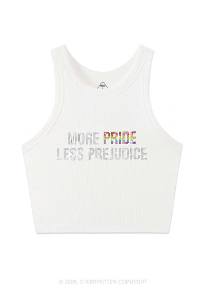 Rhinestone More Pride Less Prejudice Pride Y2K Crop Tank Top Cherrykitten