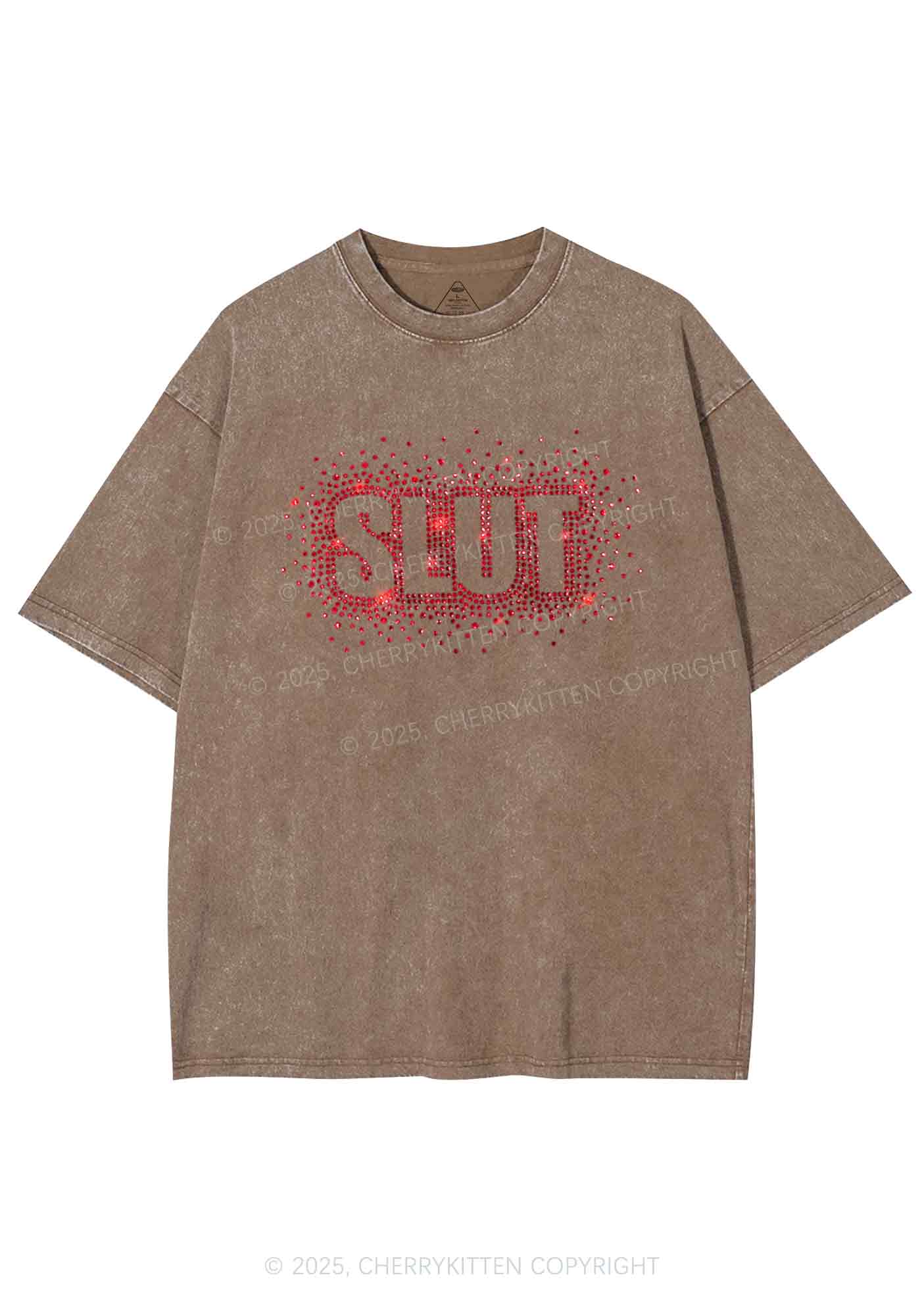 Rhinestone Special Slxt Y2K Shirts Washed Tee Cherrykitten