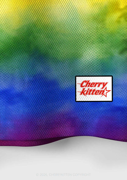 Rainbow Tie Dye Faggot Pride Y2K Crop Sport Jersey Shirts Cherrykitten