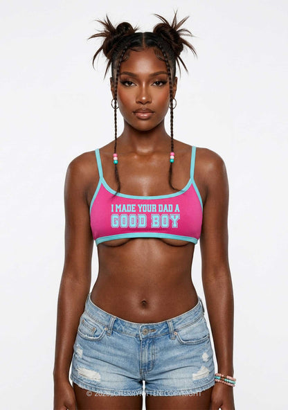 Made Your Dad A Good Boy Y2K Super Crop Cami Cherrykitten