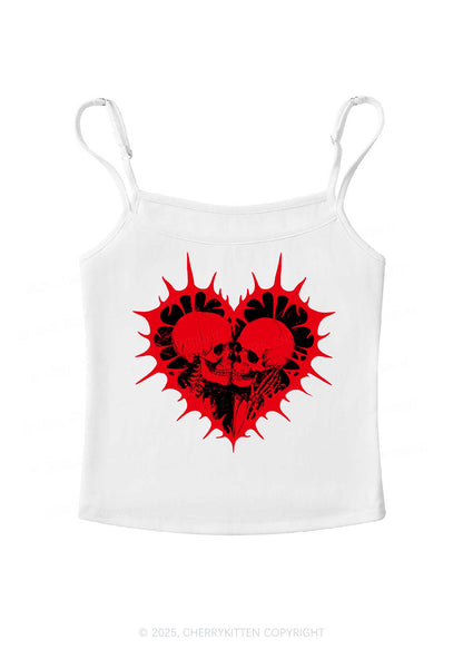 Spiked Heart Skulls Valentine's Day Y2K Spaghetti Strap Cami Cherrykitten