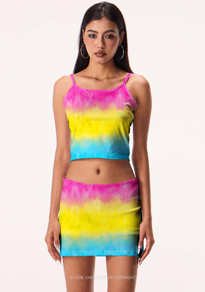 Pansexual Tie Dye Pride Y2K Print Cami Crop Top Cherrykitten