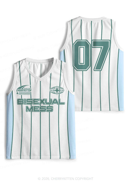 Green Stripes Bisexual Mess Pride Y2K Sport Jersey Tank Cherrykitten