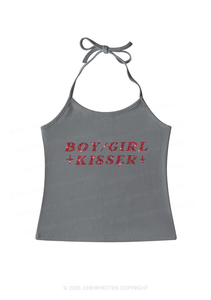 Rhinestone Boy Girl Kisser Pride Y2K Halter Neck Cami Cherrykitten