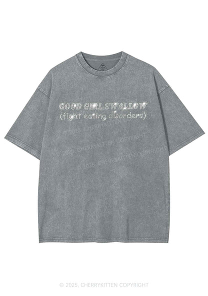 Rhinestone Good Girls Swallow Y2K Shirts Washed Tee Cherrykitten