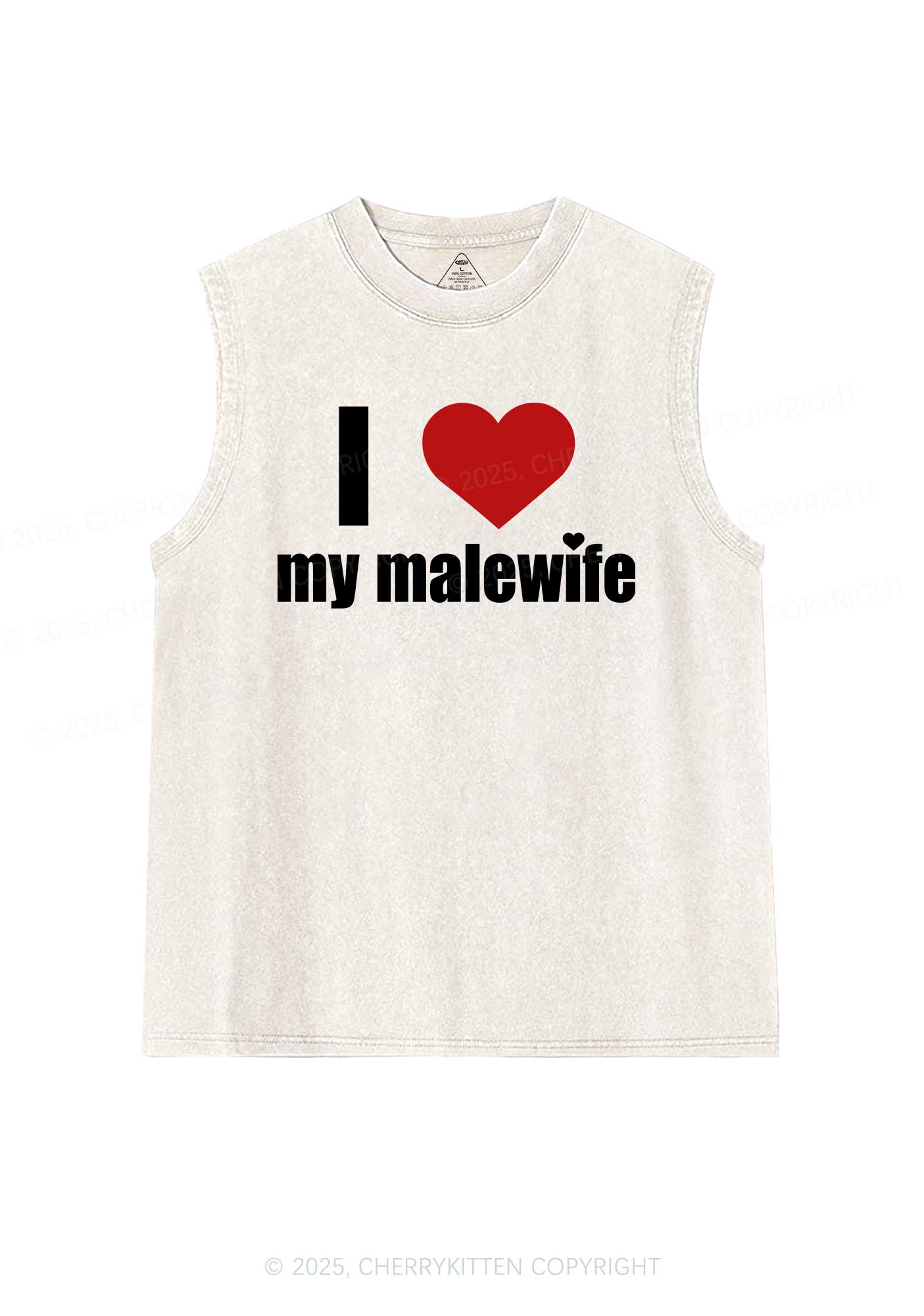 I Love My Malewife Pride Y2K Washed Muscle Tank Cherrykitten