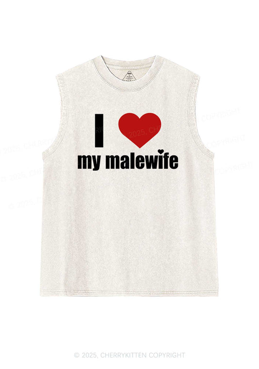 I Love My Malewife Pride Y2K Washed Muscle Tank Cherrykitten