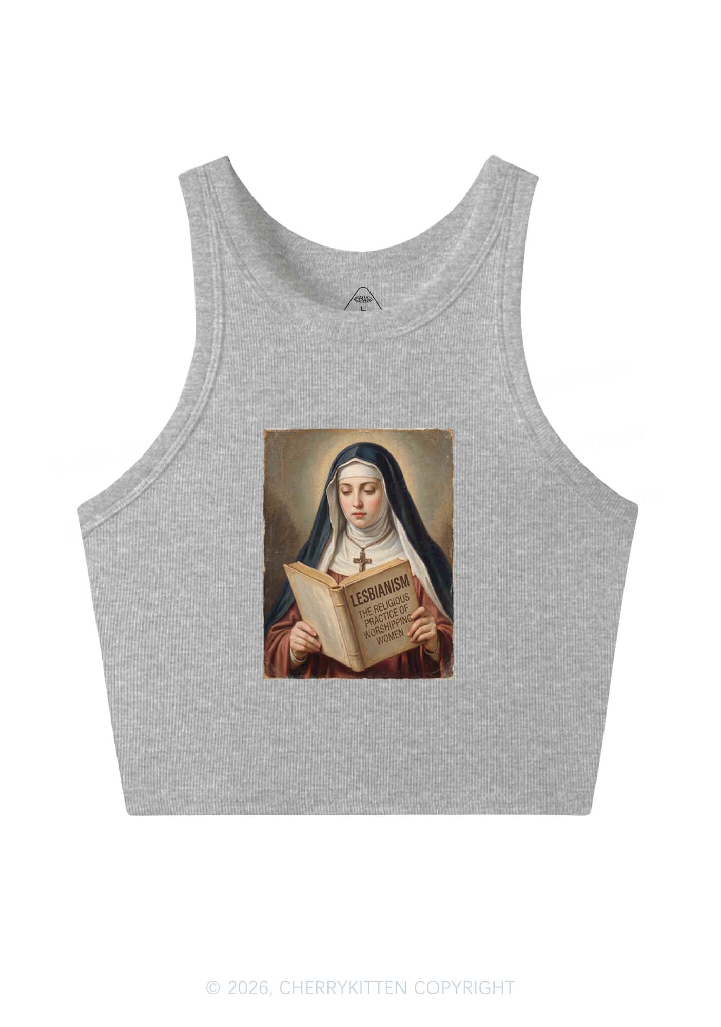Lesbianism Nun Pride Y2K Crop Tank Top Cherrykitten