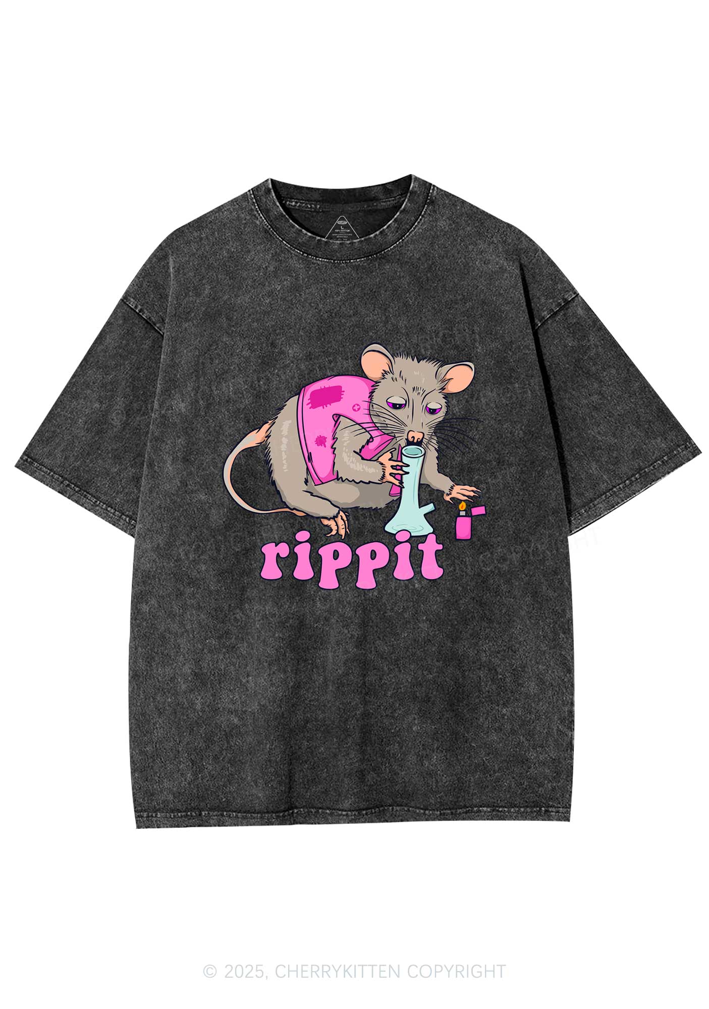 Rippit Rat Y2K Shirts Washed Tee Cherrykitten