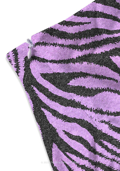 Lavender Zebra Y2K Print Mini Skirt Cherrykitten