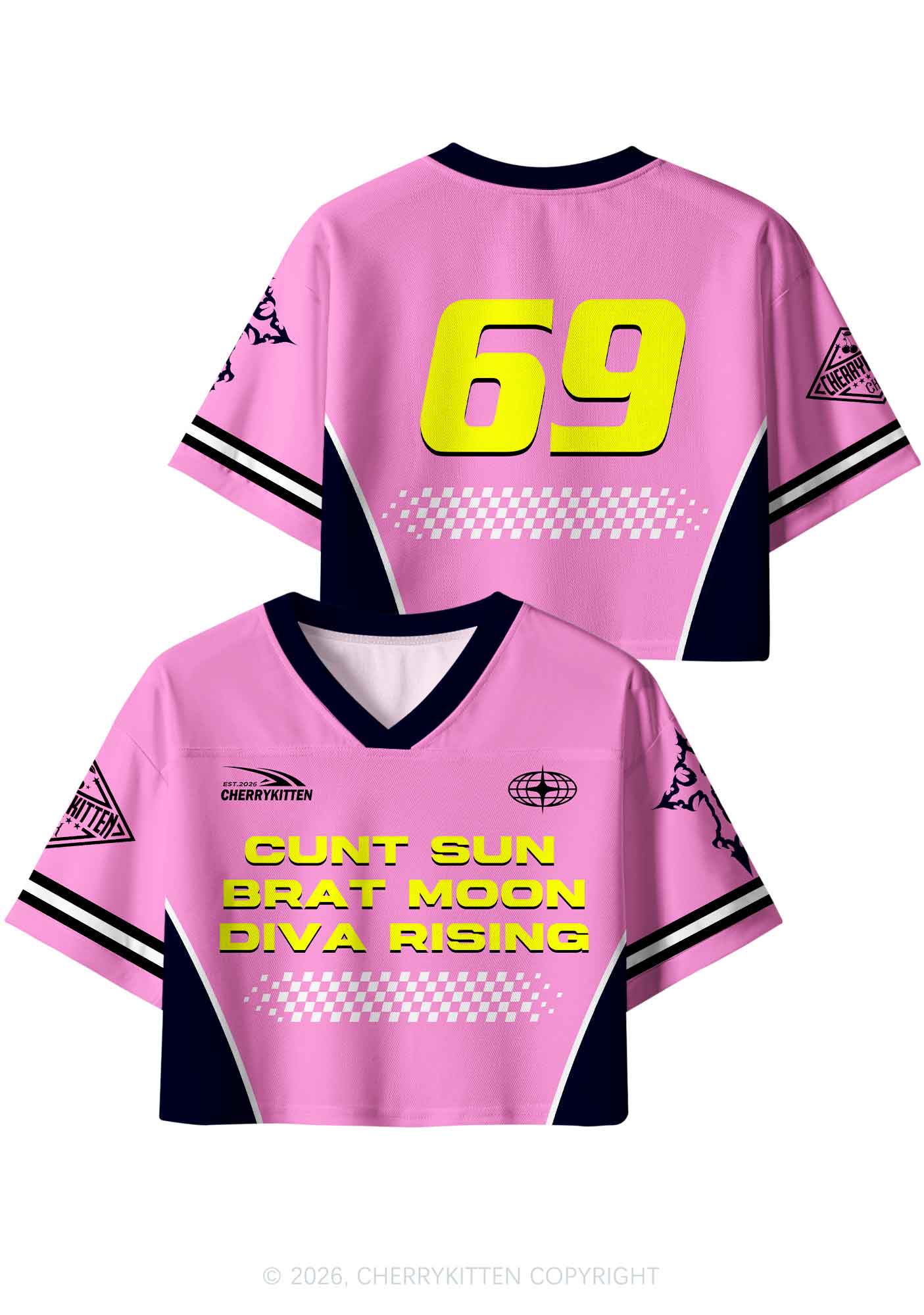 Cxxt Sun Brat Moon Diva Rising Y2K Crop Sport Jersey Shirts Cherrykitten