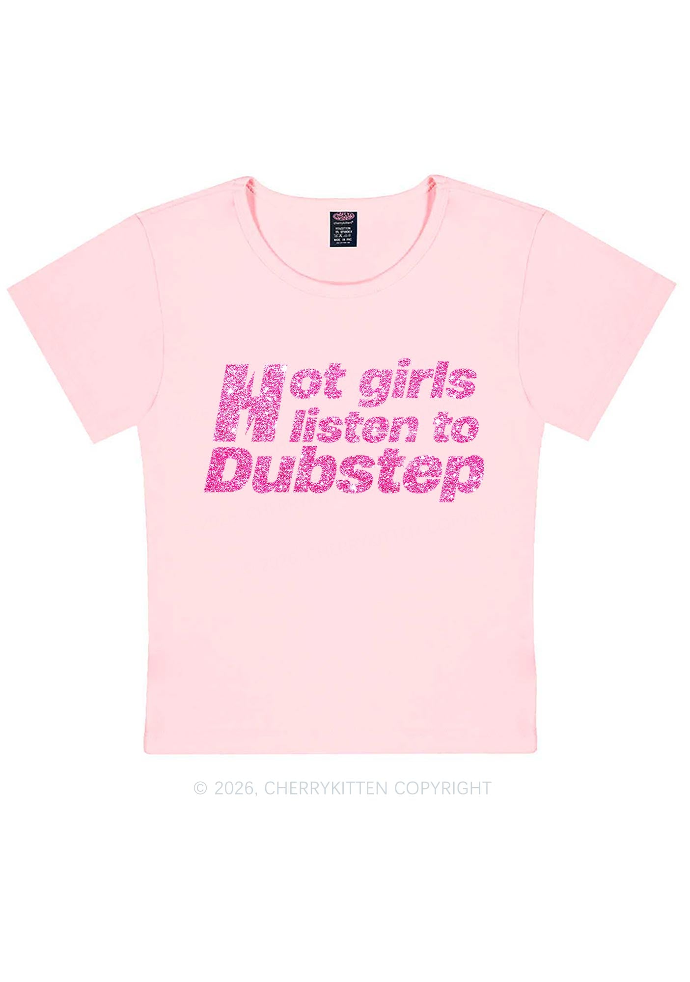 Glitter Hot Girls Listen To Dubstep Y2K Baby Tee Cherrykitten