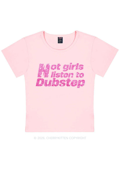 Glitter Hot Girls Listen To Dubstep Y2K Baby Tee Cherrykitten
